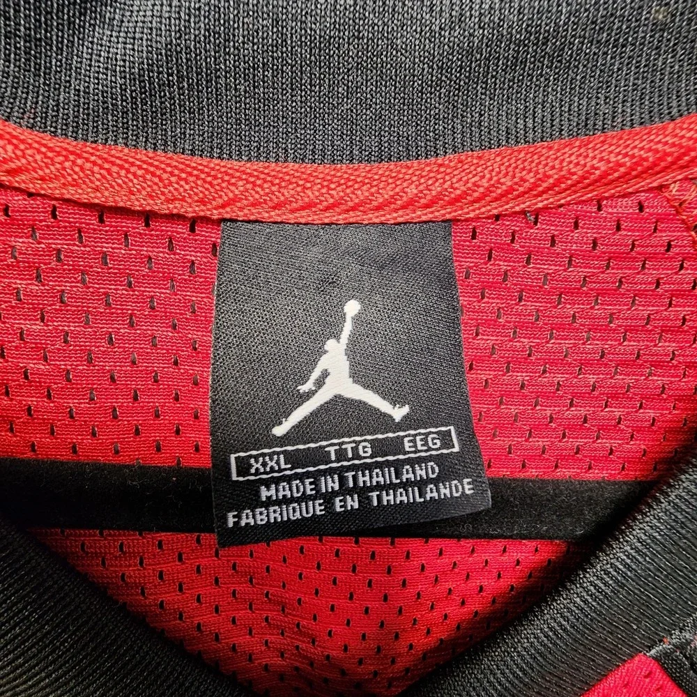 Vintage Nike Air‎ Jordan Spellout Jersey Mens XXL Red Black Mesh #23 Back Hit